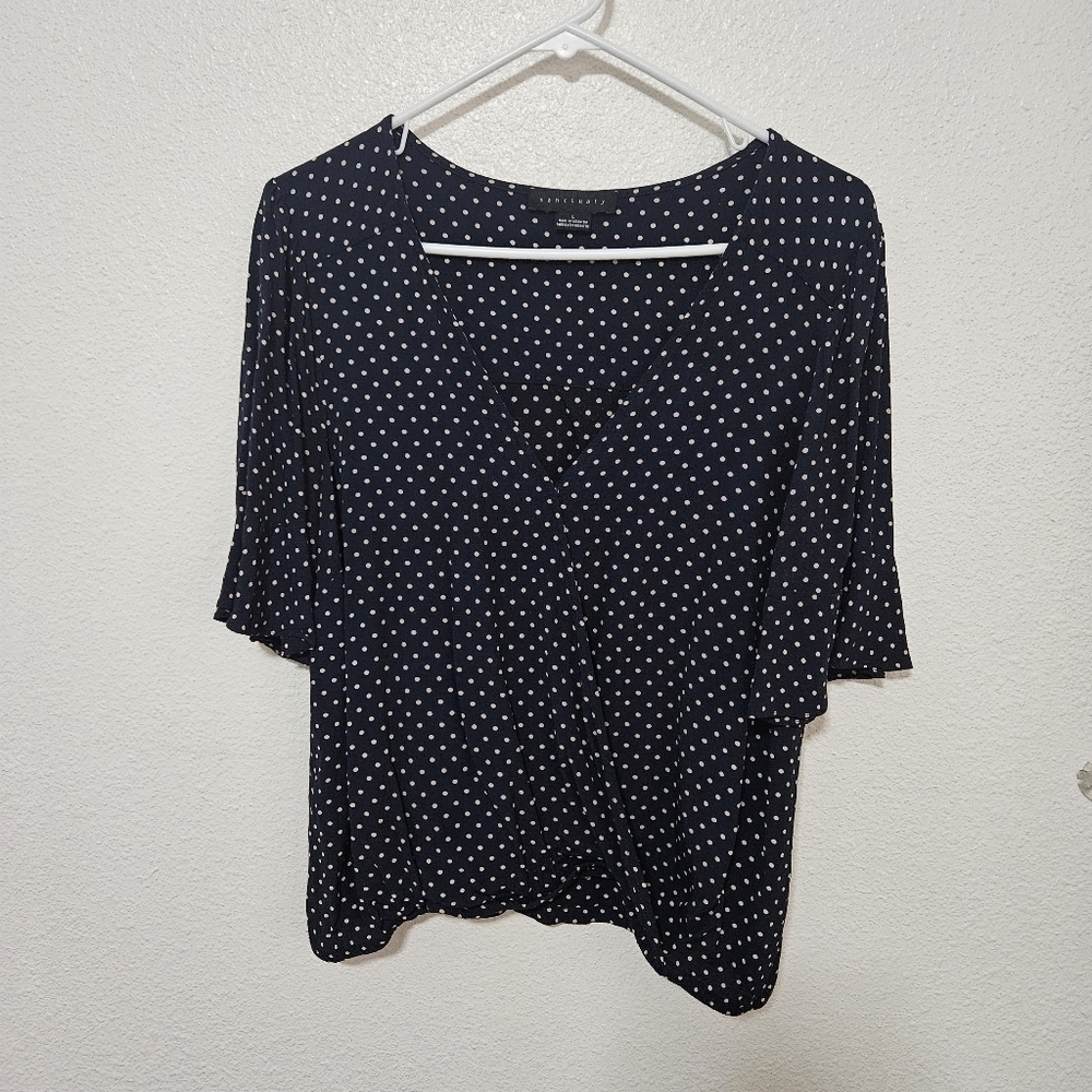Sanctuary faux wrap top polka dots size largr